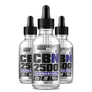 Zero High Pure Isolate CBN Oil With No THC - 2500MG Maximum Strength Cannabinol Formula - Three Bottles