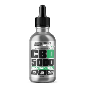 Zero High Pure Isolate CBD Oil With No THC - 5000 MG Hyper Strength Cannabidiol Formula