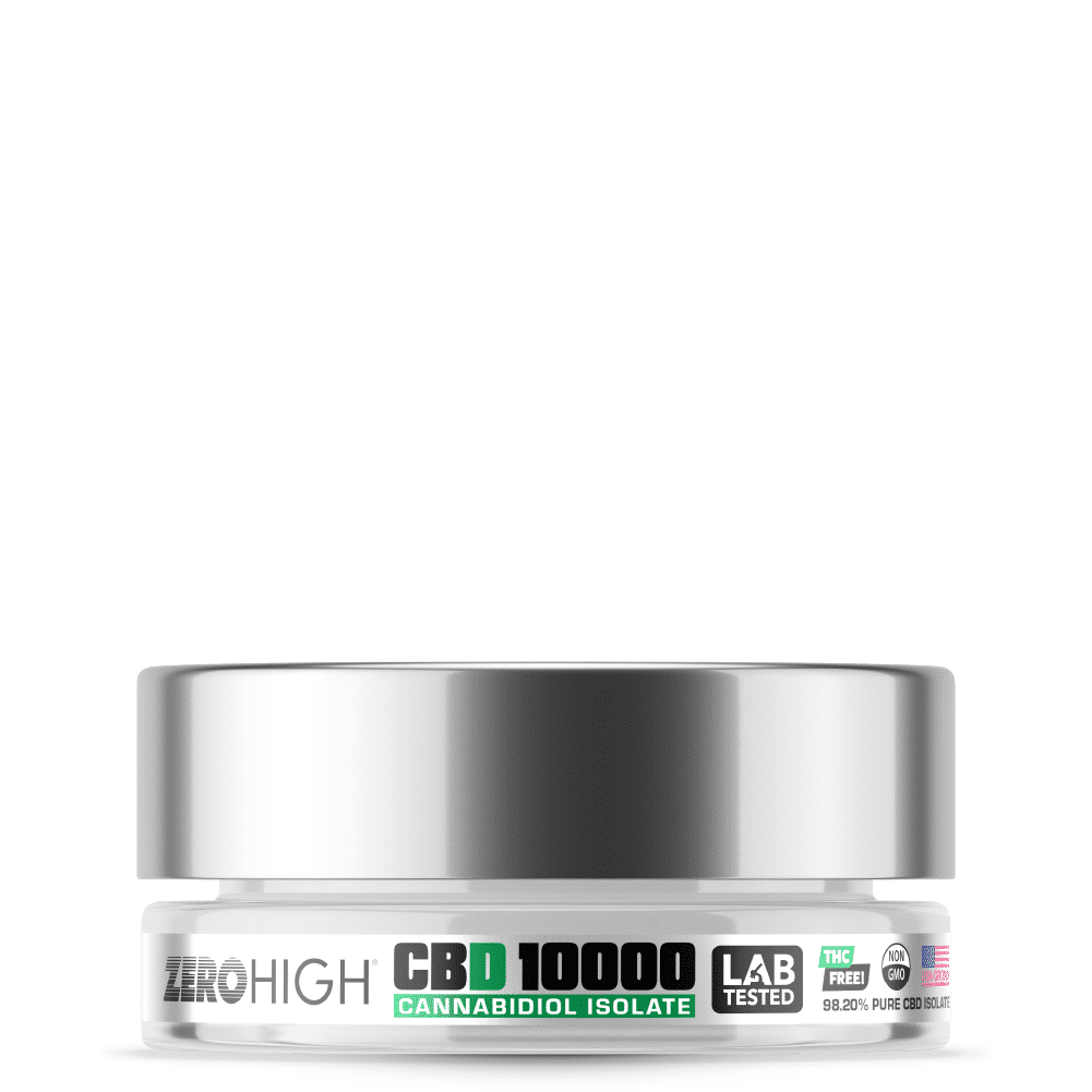 Zero High Pure Isolate CBD with NO THC - Raw Cannabidiol Concentrate Powder - 10 Gram (10000 Milligram)