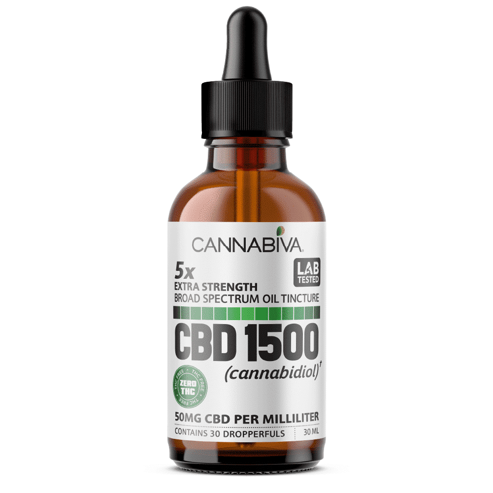 Cannabiva Broad Spectrum CBD Oil - 1500 Milligrams Cannabidiol - 50mg Per Dose