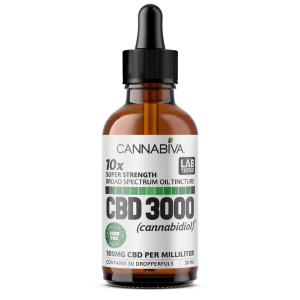 Cannabiva Broad Spectrum CBD Oil - 3000 Milligrams Cannabidiol - 100mg Per Dose
