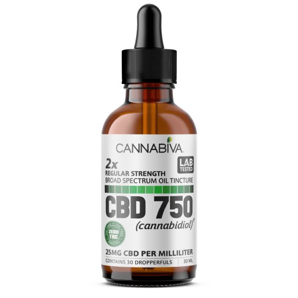 Cannabiva Broad Spectrum CBD Oil - 750 Milligrams Cannabidiol - 25mg Per Dose