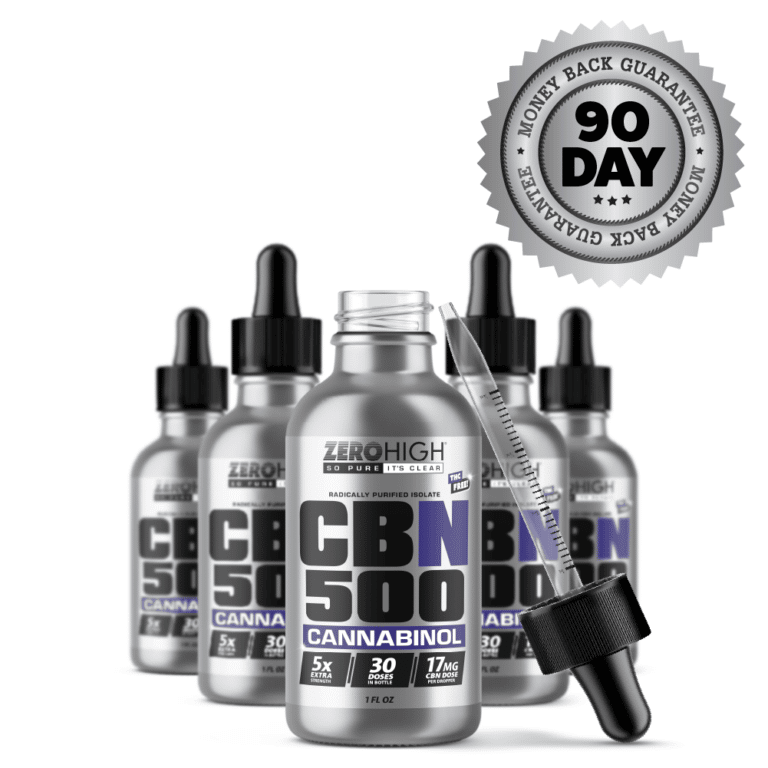 Zero High Pure Isolate CBN Oil With No THC - 500MG Extra Cannabinol Formula - Six Bottles One Dropper And Satisfaction Guarantee Seal