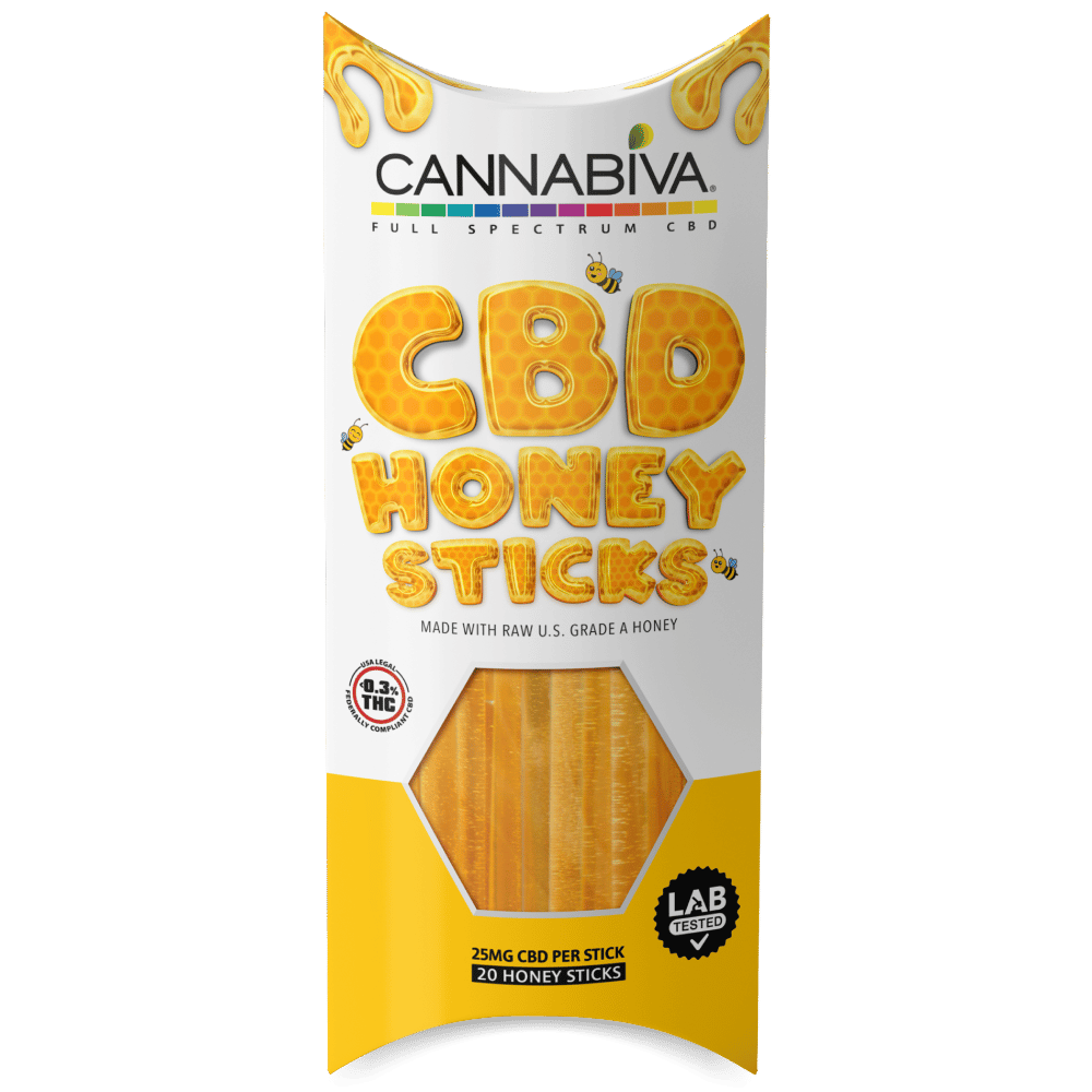 CBD Honey Sticks | 25 mg | From Local Gold Honey Bee Farms- FRONT PACKAGE LABEL