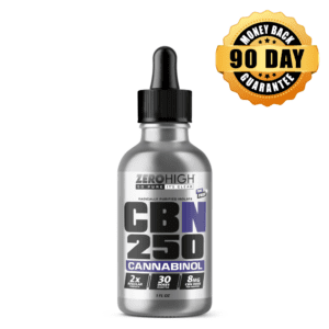 THC-Free Zero High CBN 250 mg Cannabinol Isolate Oil Tincture featuring a 90-day money-back guarantee