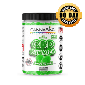 CBD 12000 mg Full Spectrum Gummies in Amazing Apple flavor with a 90-day money-back guarantee
