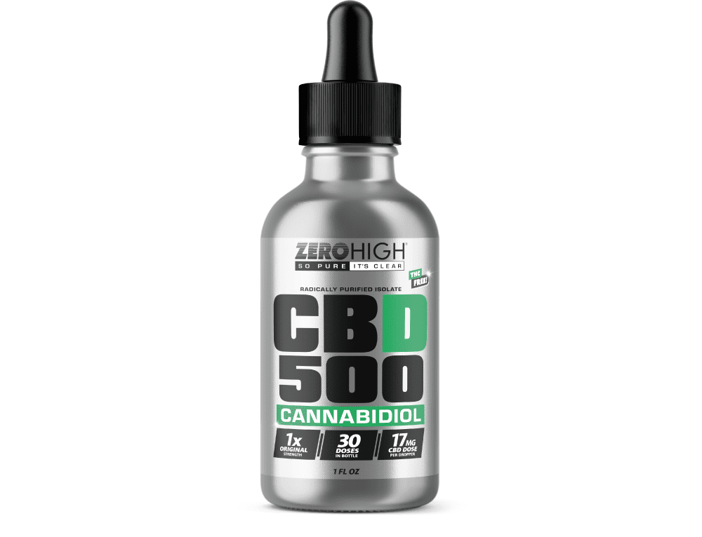 Zero High 500 mg CBD Isolate Oil Tincture is third-party lab-tested by ISO-accredited labs.