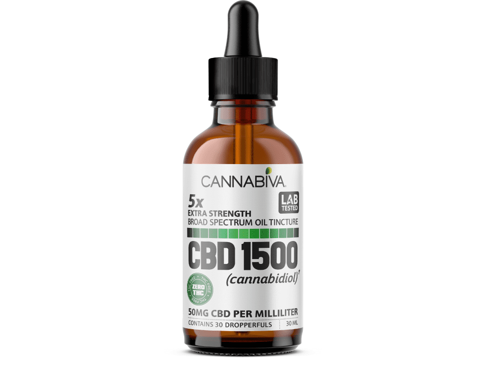 Cannabiva 1500 mg Broad Spectrum CBD Oil Tincture is third-party lab-tested by ISO-accredited labs.