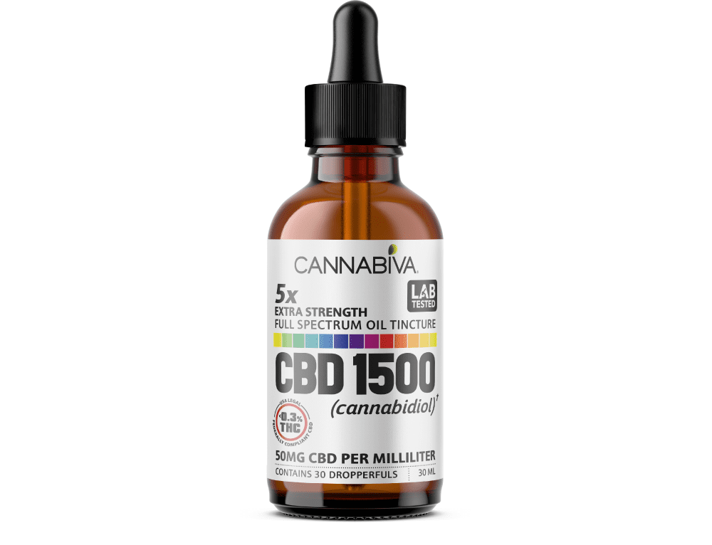 Cannabiva 1500 mg Full Spectrum CBD Oil Tincture is third-party lab-tested by ISO-accredited labs.