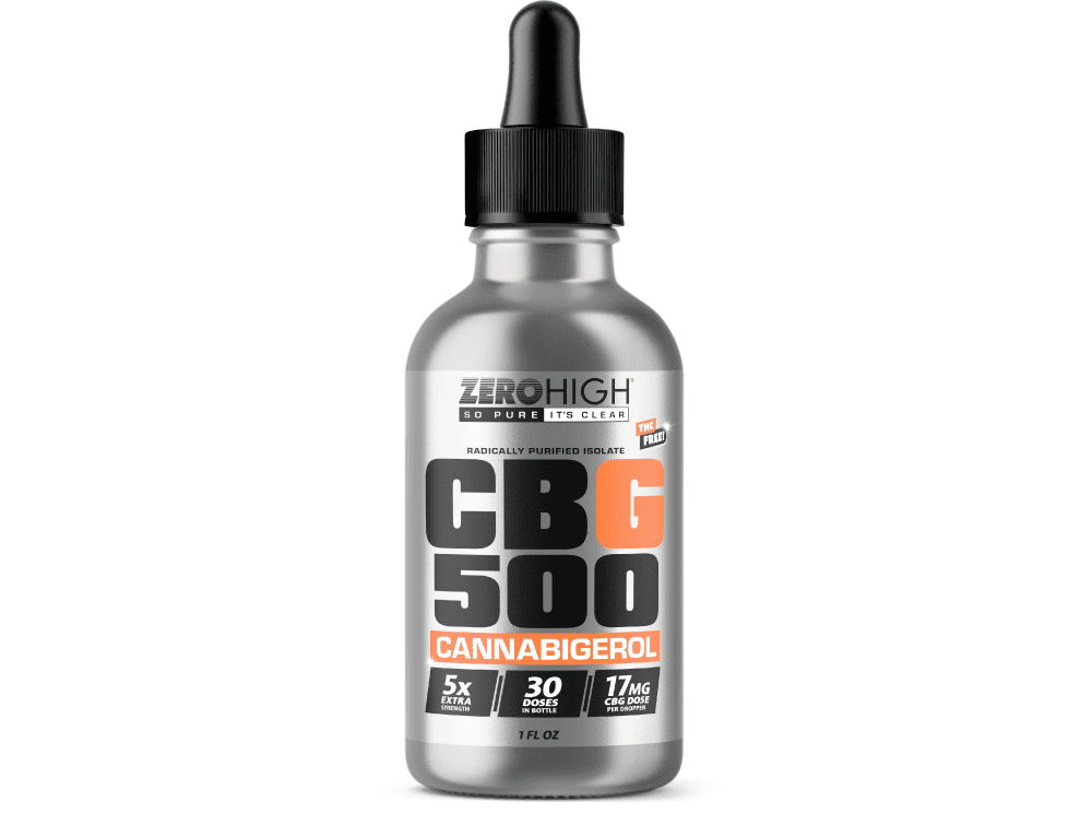 Zero High 500 mg CBG Isolate Oil Tincture is third-party lab-tested by ISO-accredited labs.