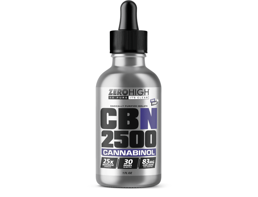 Zero High 2,500 mg CBN Isolate Oil Tincture is third-party lab-tested by ISO-accredited labs.