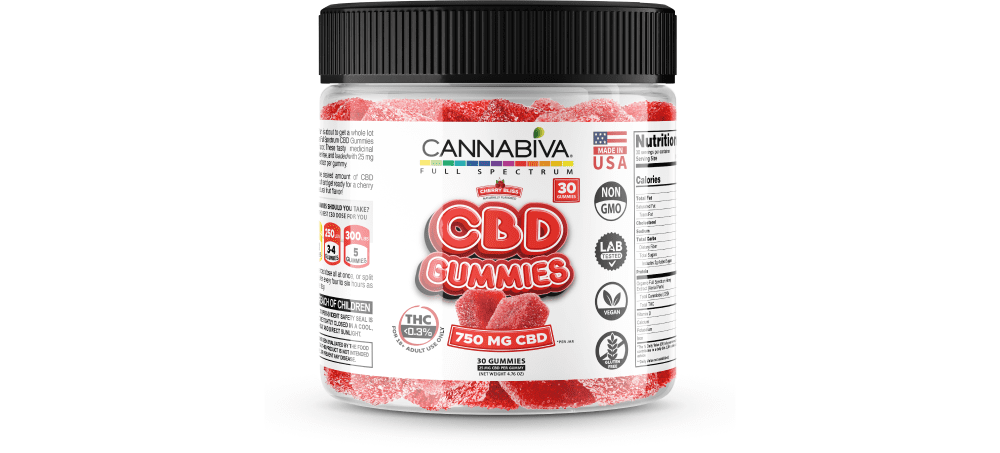 Cannabiva 750 mg Full Spectrum CBD Gummies in Cherry Bliss flavor are third-party lab-tested by ISO-accredited labs.