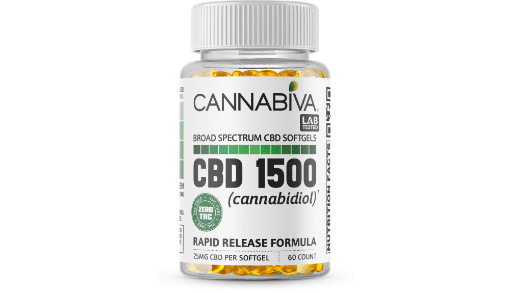 Cannabiva 1500 mg Broad Spectrum CBD Softgels are third-party lab-tested by ISO-accredited labs.