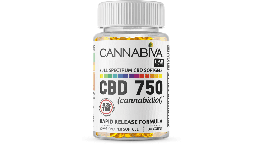 Cannabiva 750 mg Full Spectrum CBD Softgels are third-party lab-tested by ISO-accredited labs.