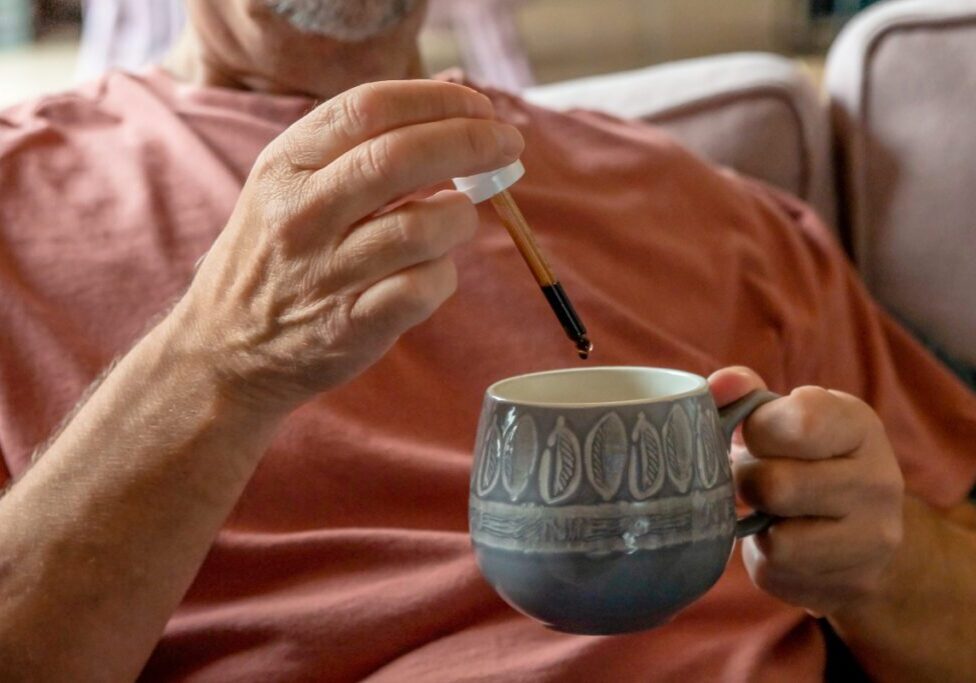 50s-man-microdoses-CBD-into-morning-tea